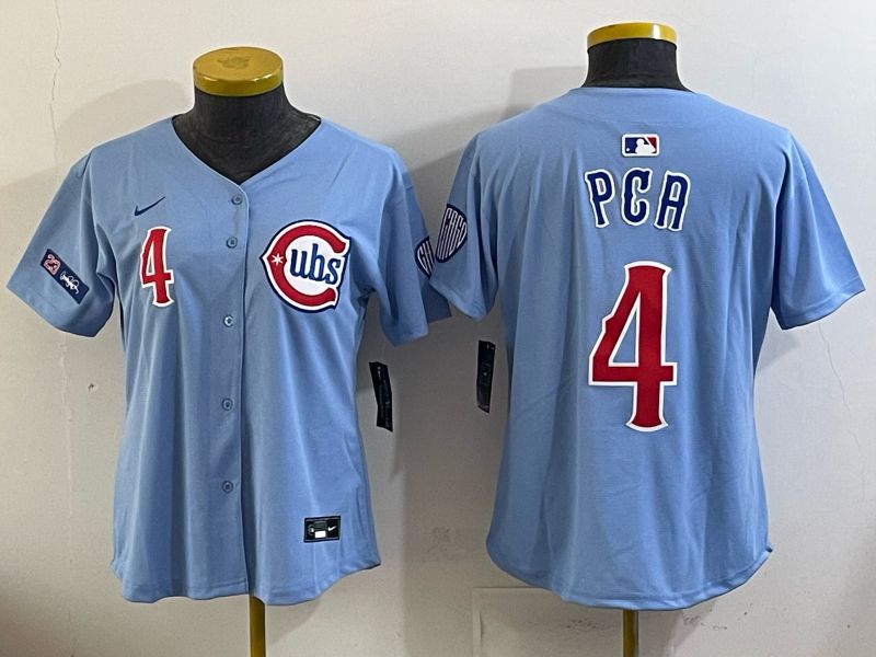 Women Chicago Cubs #4 Pga Light blue Throwback Nike MLB 2025 jersey 02